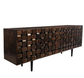 Corsica Woven Aged Solid Mango Wood Storage Cabinet Unit Sideboard
